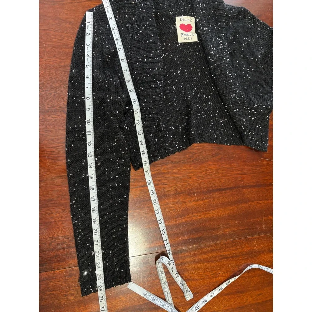 Derek Heart Plus Cropped Cardigan Shrug Sweater 3X Whimsigoth Sequin‎ Dressy